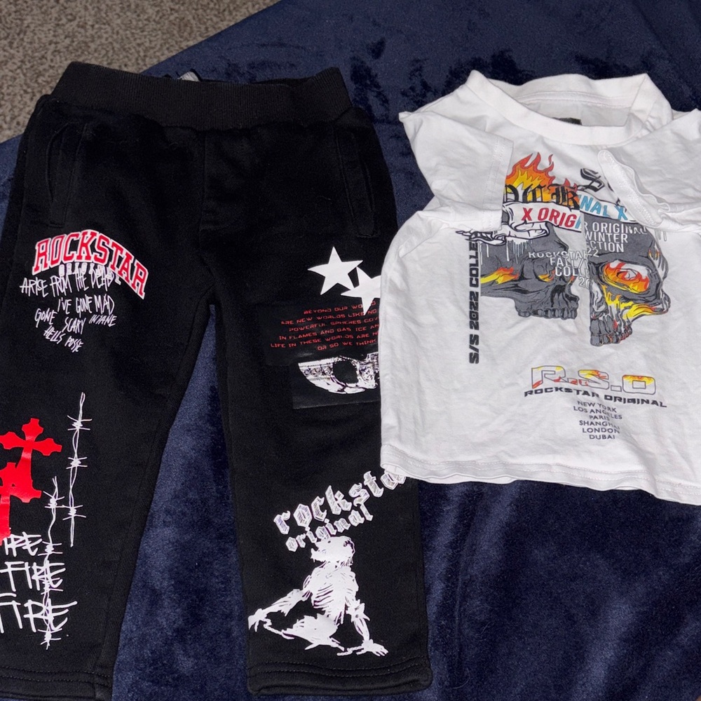 Rockstar Black Graphic Kids Joggers